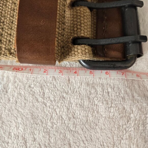 Timberland Men’s Canvas & leather Belt Adjustable Casual Outdoor Khaki Brown s36 - Picture 3 of 5